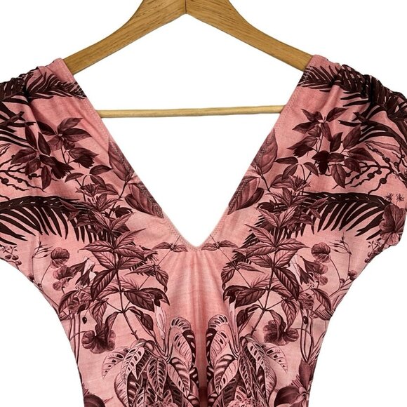 NWT Carolina K Liset One Piece Swimsuit Sepia Jungle Deep V Neck Back Size XS - Picture 5 of 10